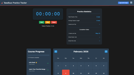 Bass Practice Schedule screenshot